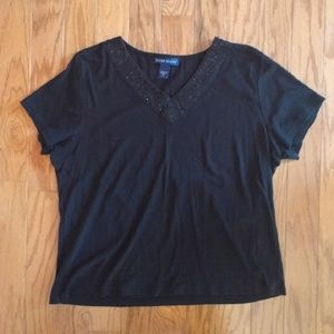 Karen Scott Embellished V-Neck T-shirt