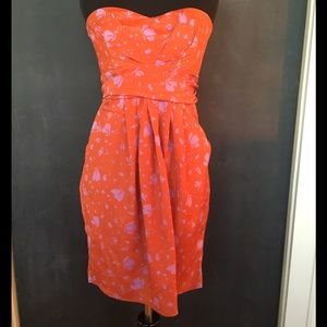 Hello Miss Orange/purple strapless dress Size M