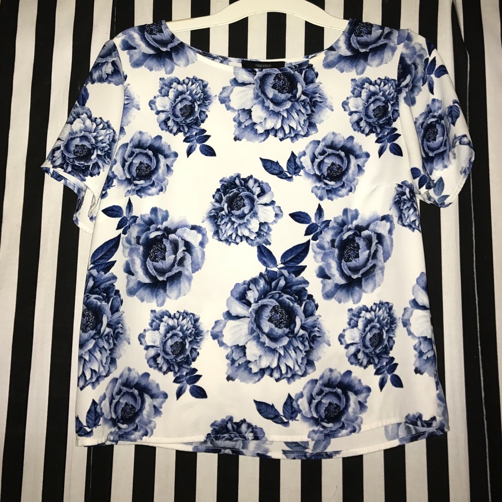 Blue floral blouse