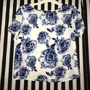 Blue floral blouse
