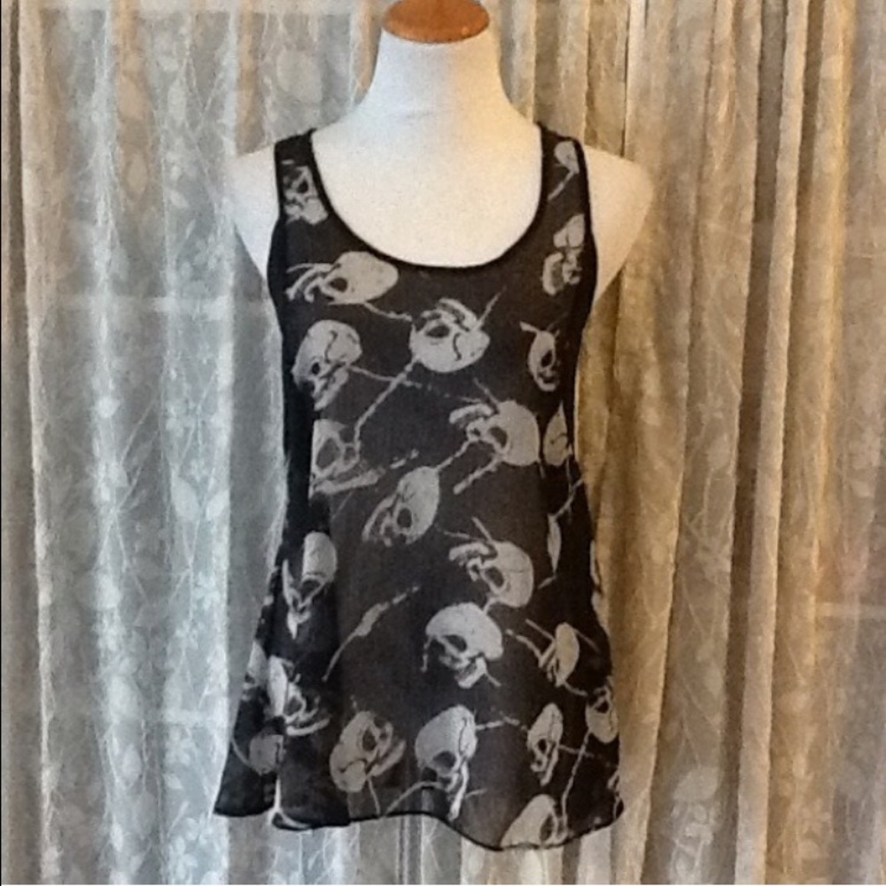 Sheer skull tank top