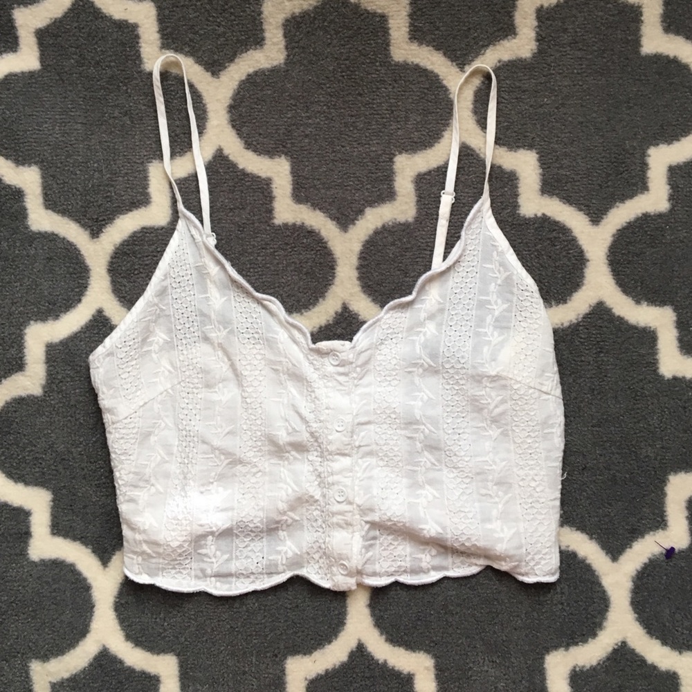💋Brandy Melville💋 White Crochet tank Crop Top