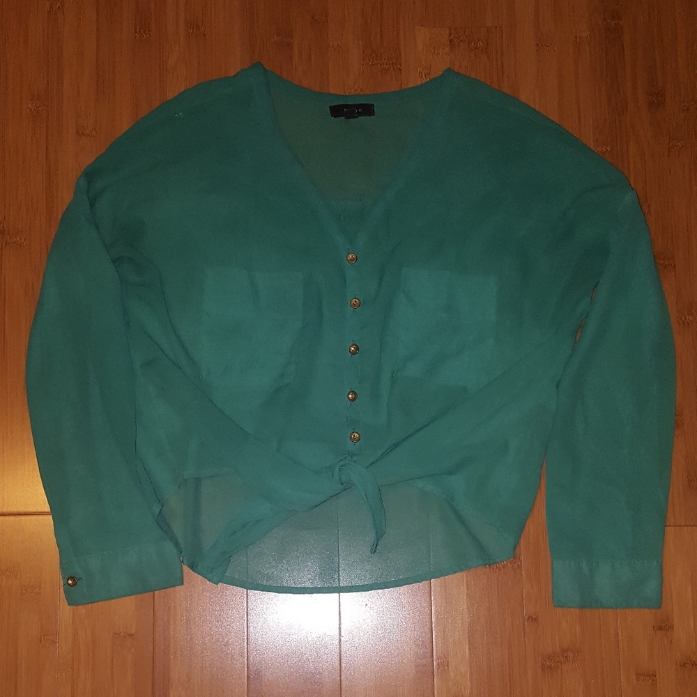 Emerald green sheer blouse