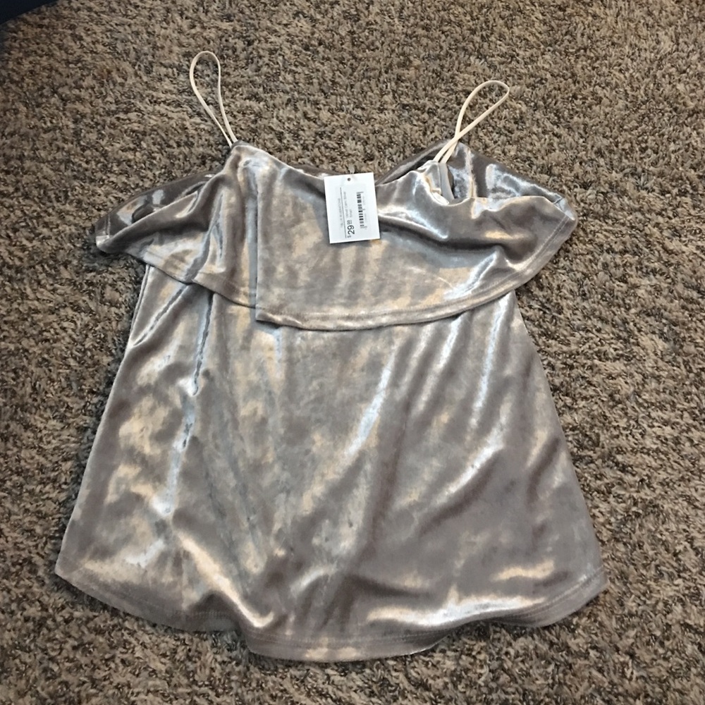 SOLD- Grey/silver flounce tank top