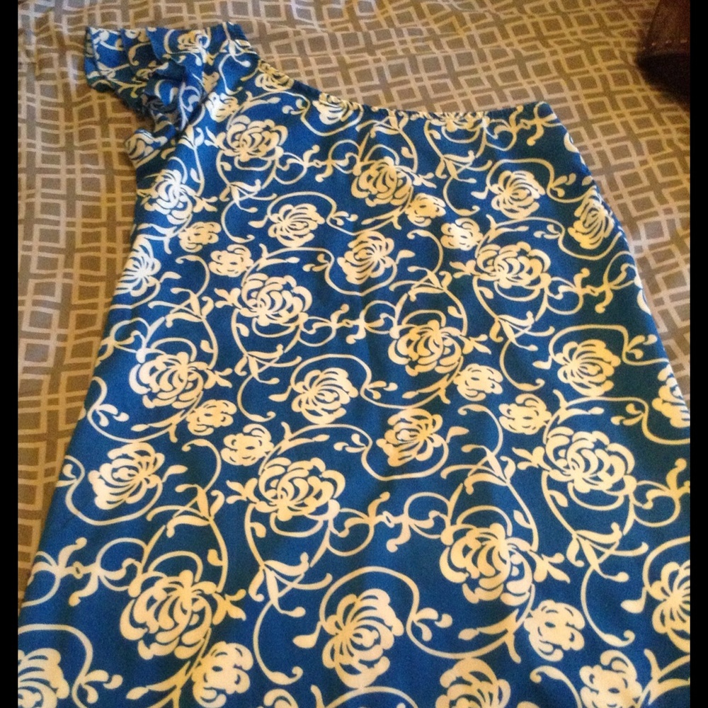 One shoulder tropical dress