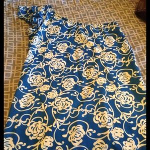 One shoulder tropical dress