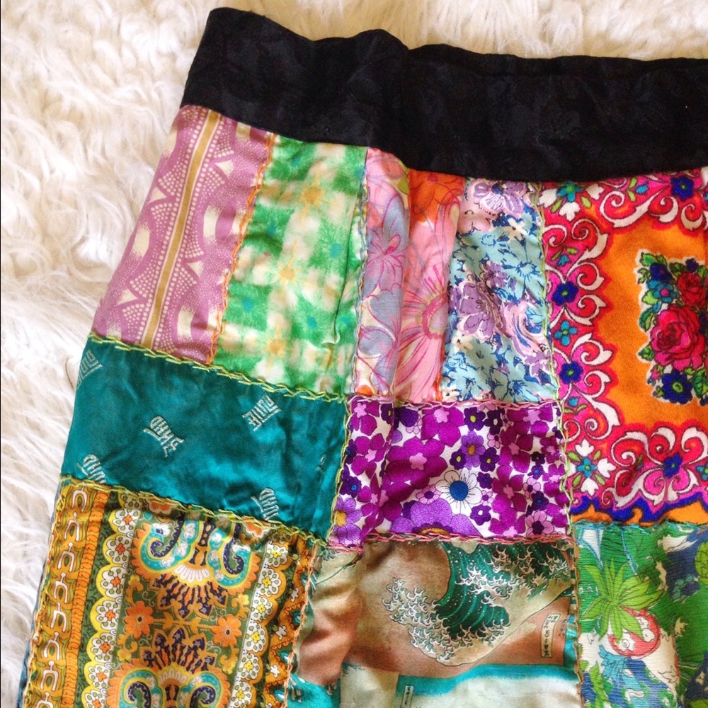 1970s Handmade Patchwork Skirt OOAK - Picture 1 of 4