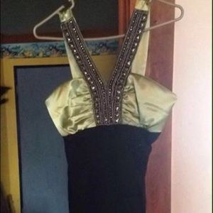 Green and Black semi formal dress