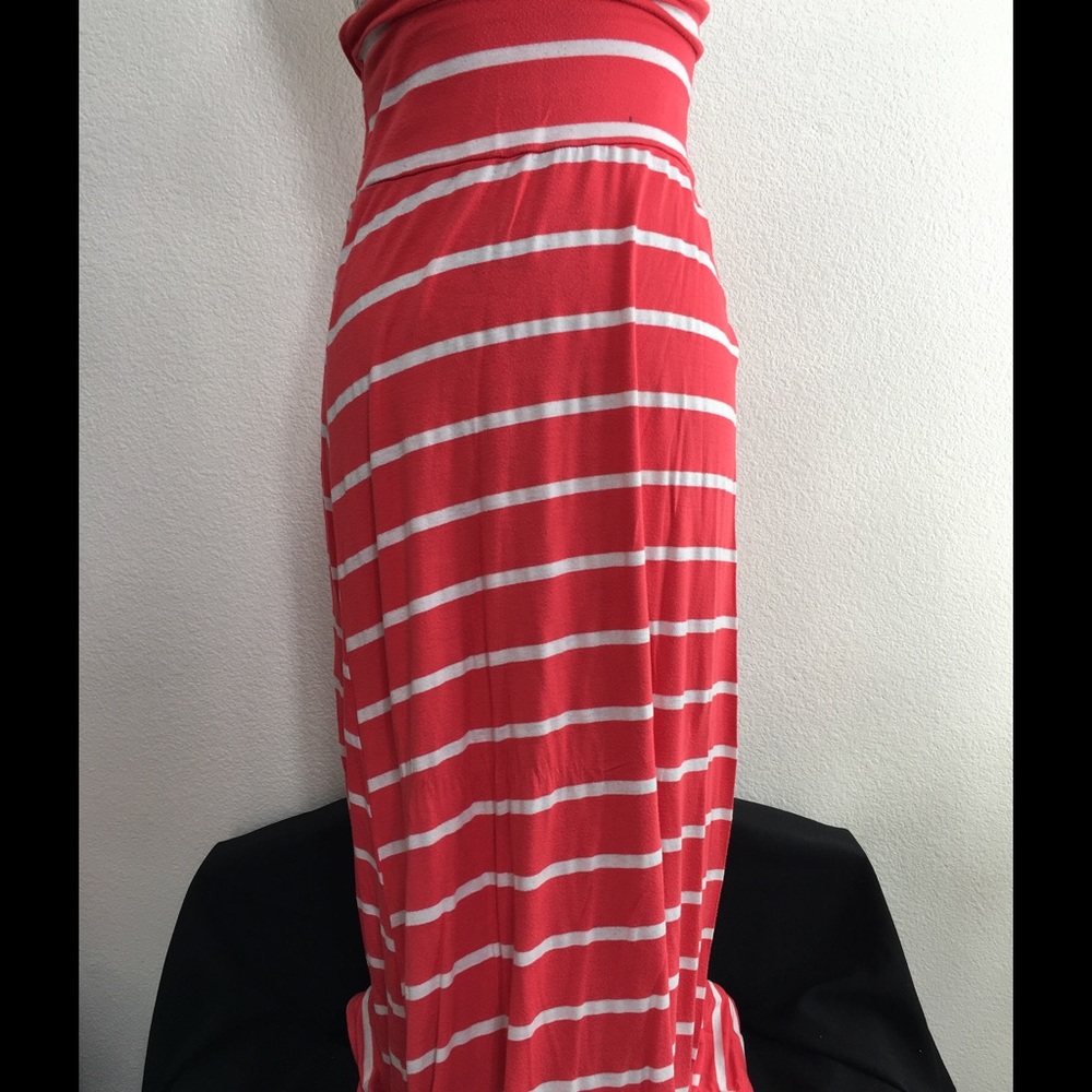 Salmon Striped Maxi Skirt