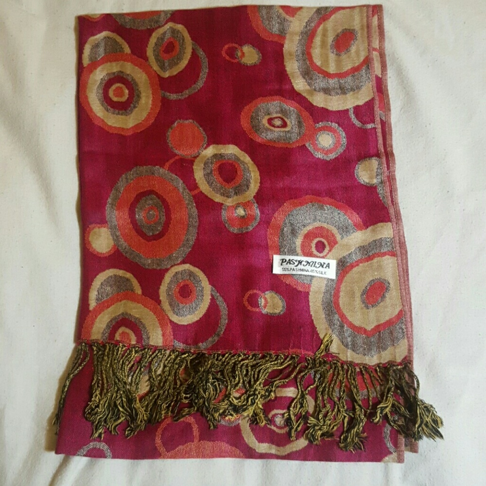 Pink + Yellow  Circle Pashmina Scarf