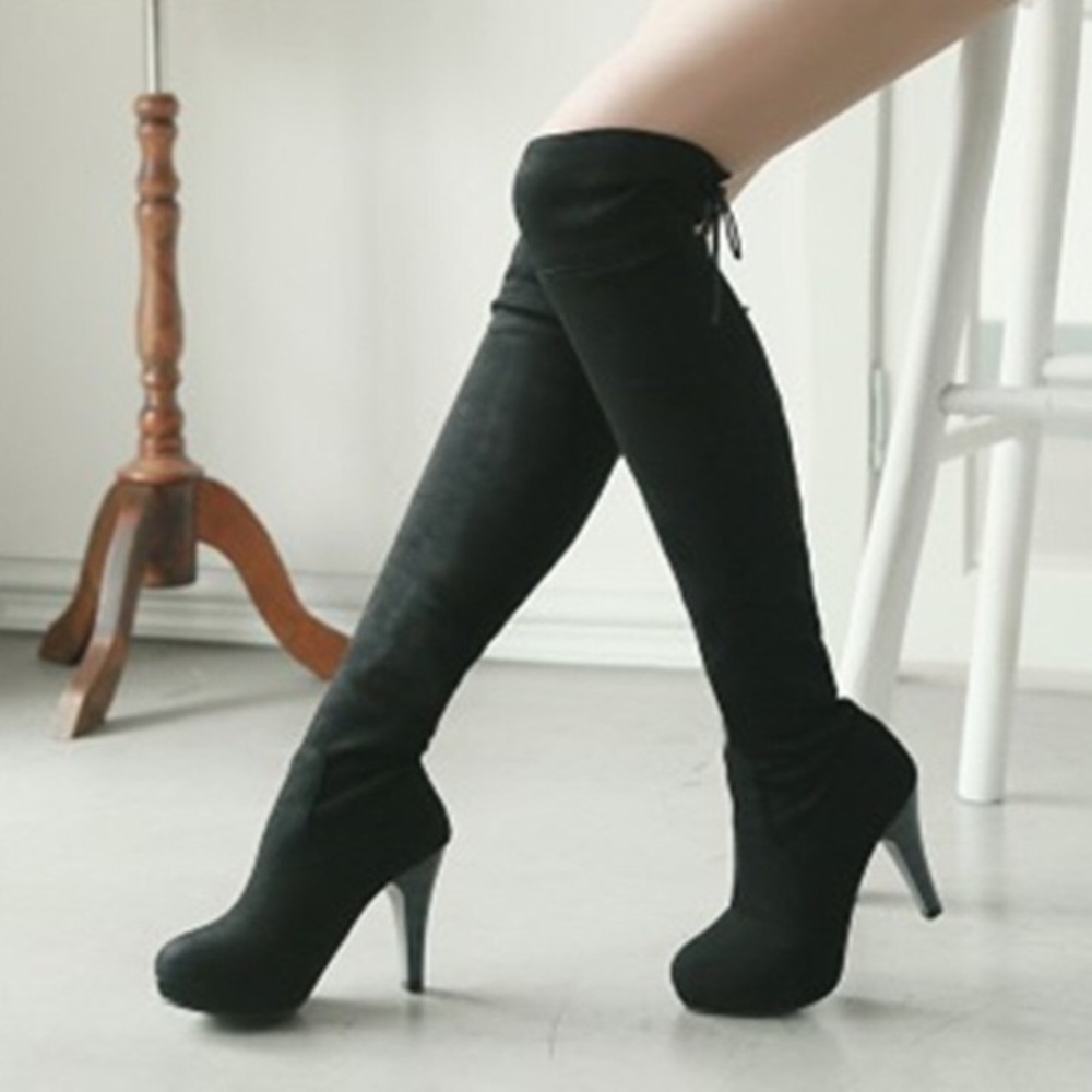 Black Suede OTK Boots