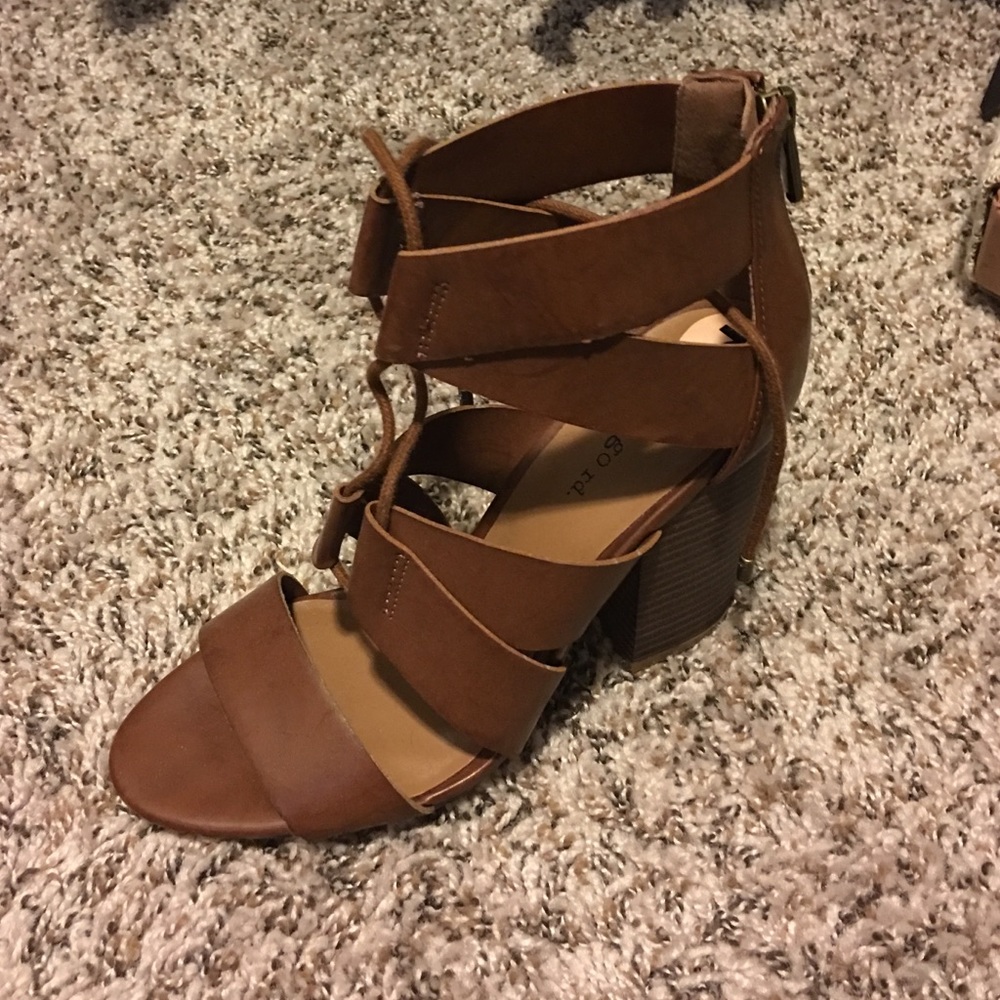 SOLD- Brown Lace Up Heels