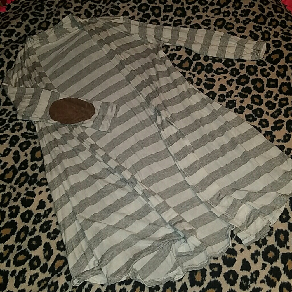 Striped long cardigan