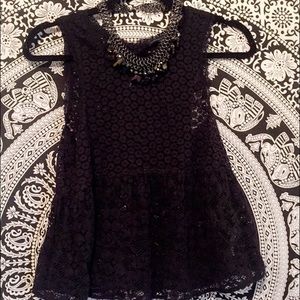 Sheer lace peplum top