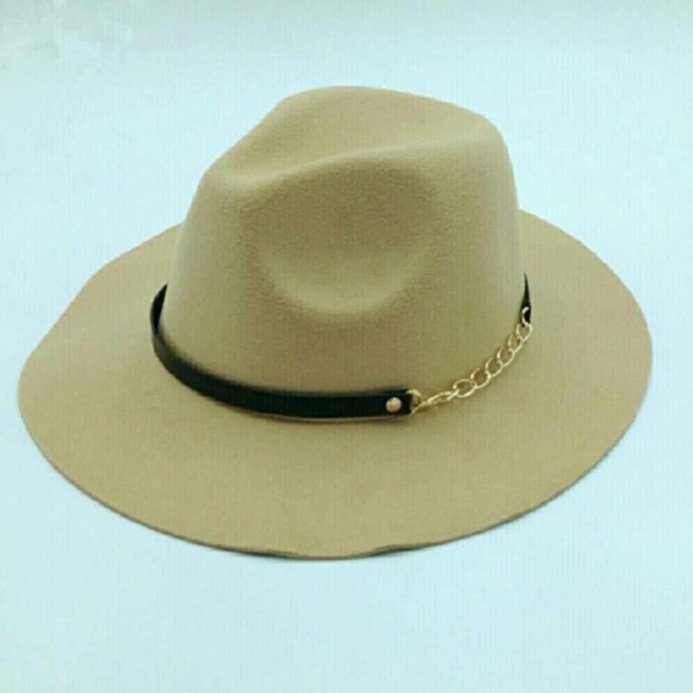Tan Wool Blend Fedora Hat