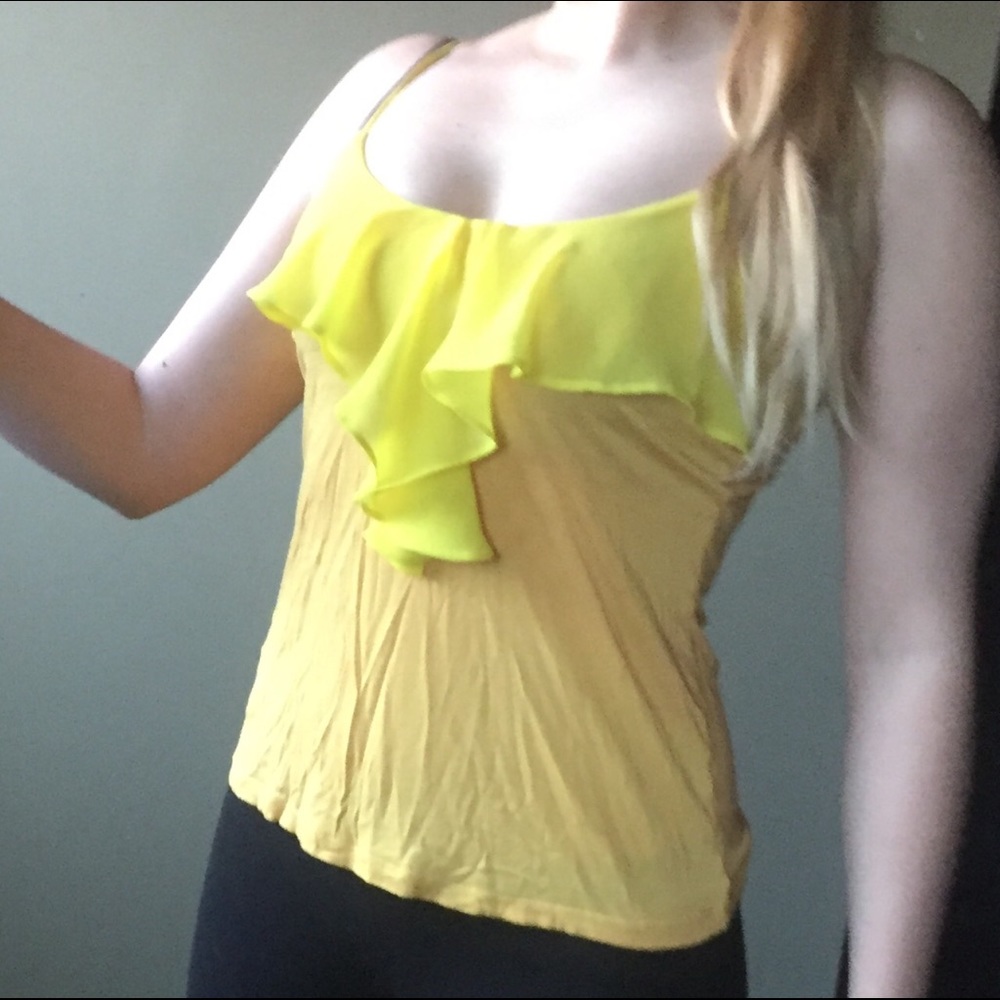 Yellow H&M ruffle tank top spaghetti strap