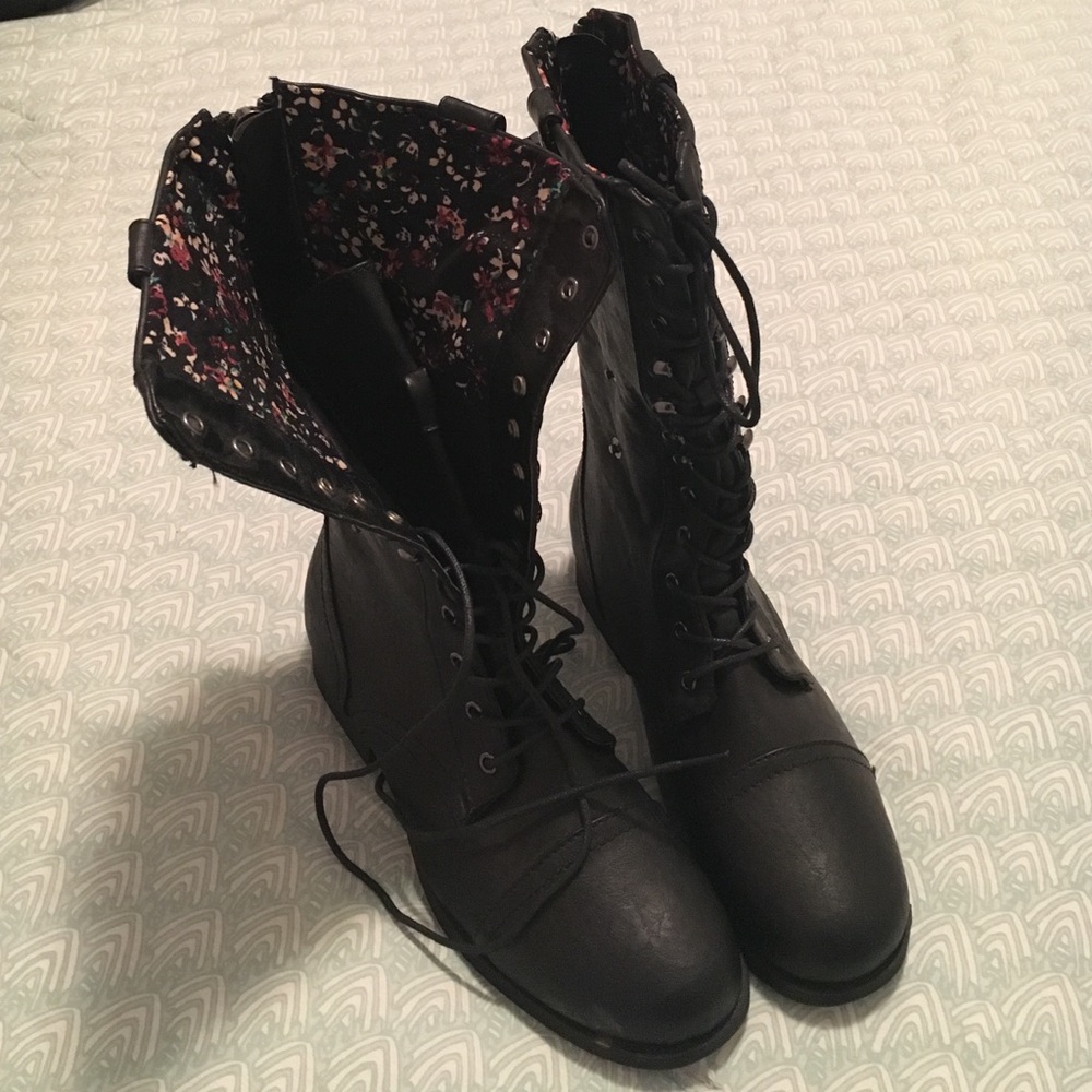 black combat boots