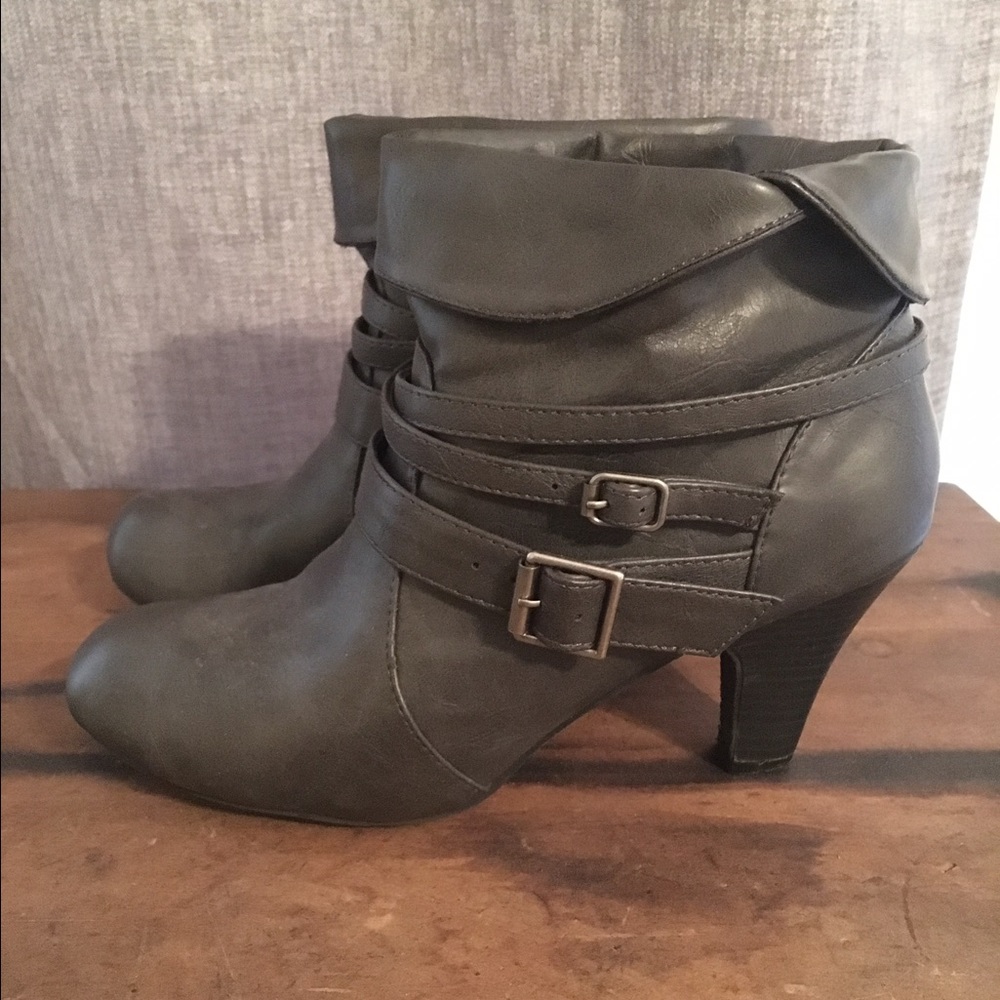 Grey Ankle Booties with Heel