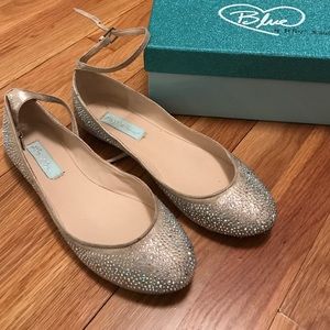 Blue by Betsy Johnson rhinestone flats