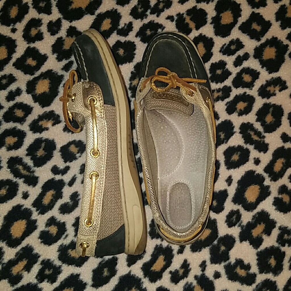 Black and gold Sperry's