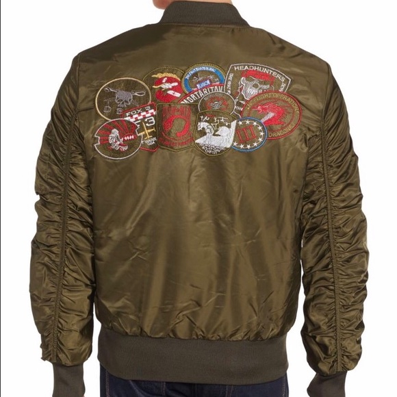 American Stitch Patched Bomber Jacket Large - Picture 2 of 2