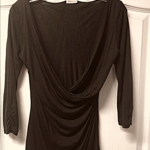 Honey Punch wrap/surplice top with ruched sleeves