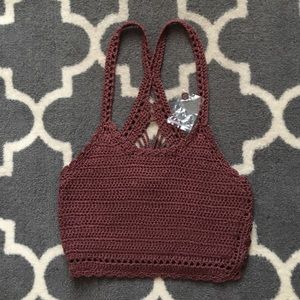 🌞Tilly's🌞 Burgundy Crochet Crop Top