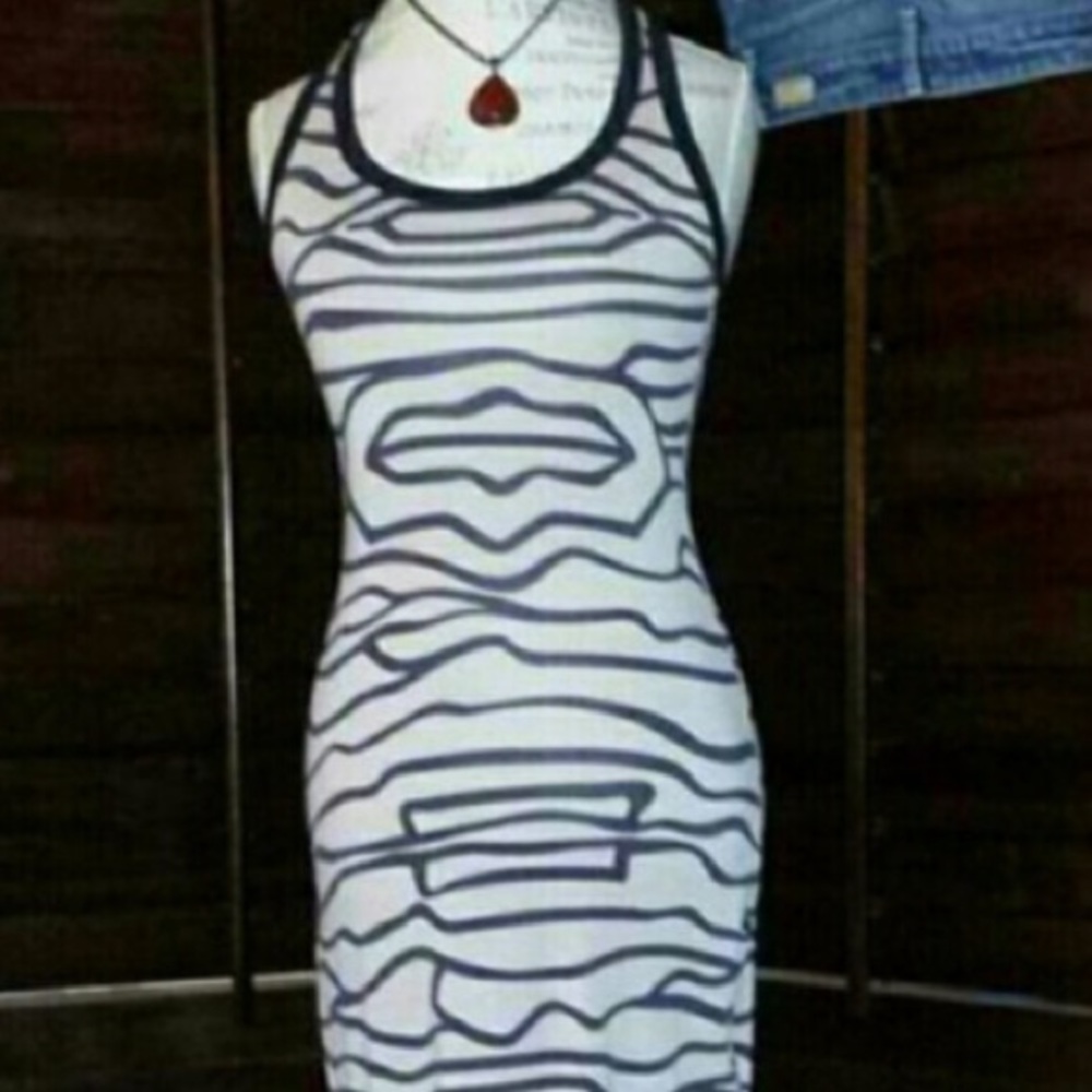 Soft tan with brown design tight maxi dress