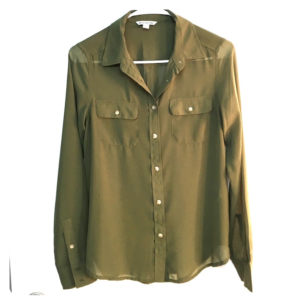 Sheer Button Down Blouse