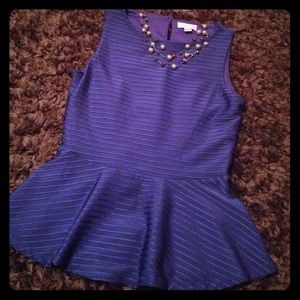 Blue Peplum Bisou Bisou Top!