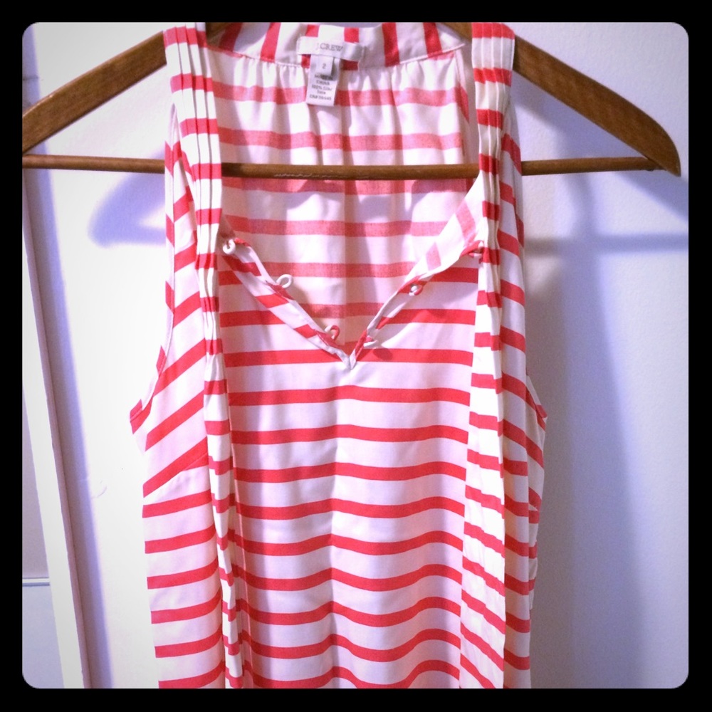 J. Crew coral striped blouse