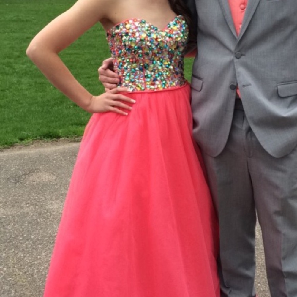 Prom Dress with rhinestones. Size 0 with corset