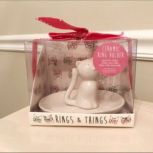 NWT Ceramic Cat Ring Holder