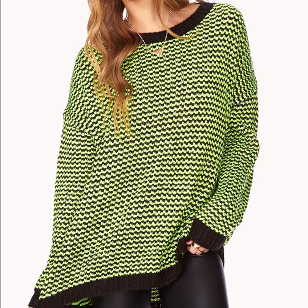 Forever 21 No Grey Area sweater-black/neon yellow