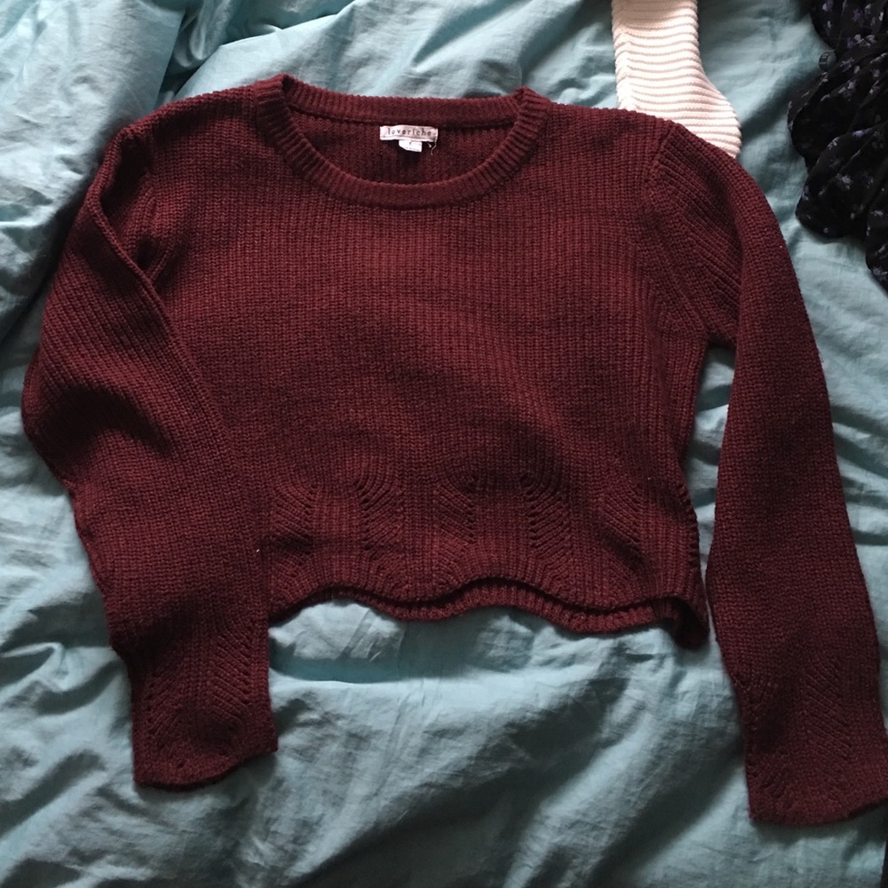 ⚡️⚡️⚡️ FLASH SALE⚡️⚡️⚡️Cropped knit maroon sweater
