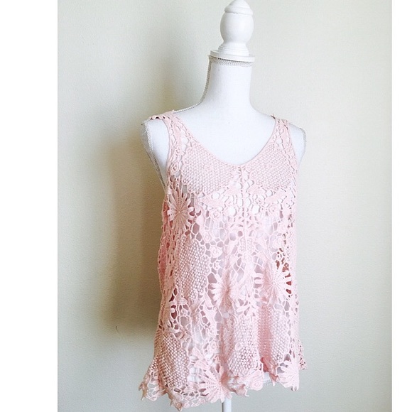 Tops - Pink Crocheted Top