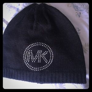 Michael Kors black hat with glitter MK sign