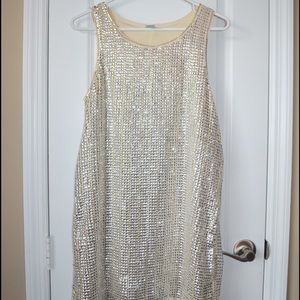 Gold sequined shift dress NYE XMAS HOLIDAY
