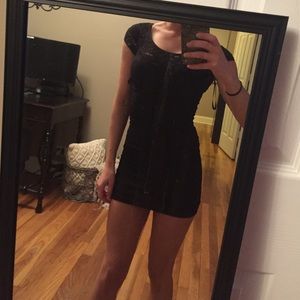 Bebe petite small black lace print dress