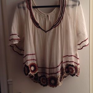 Free People Gauze Embellished Top