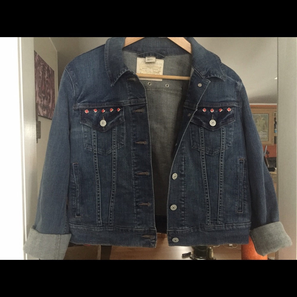 LEVI'S denim red studded jacket