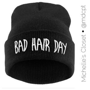 BAD HAIR DAY Black Beanie