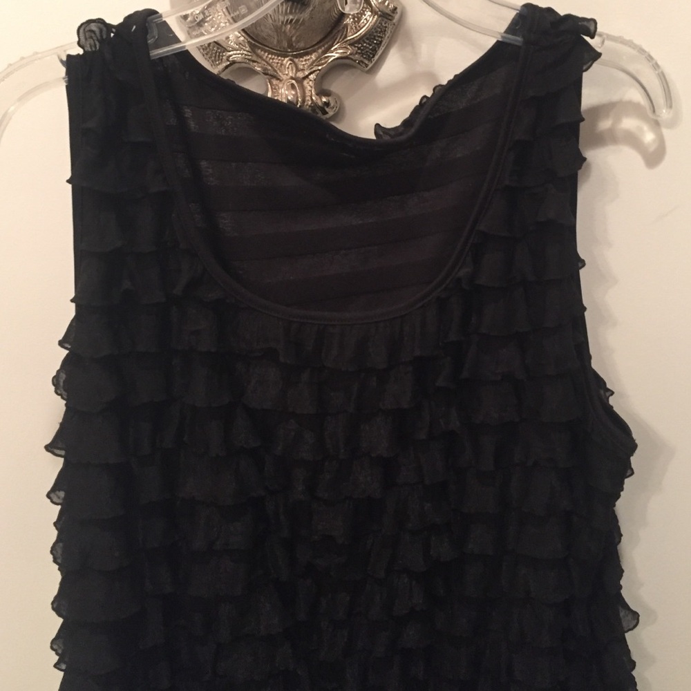 Black ruffled tank top