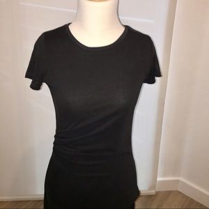 Sexy side slit black tee dress