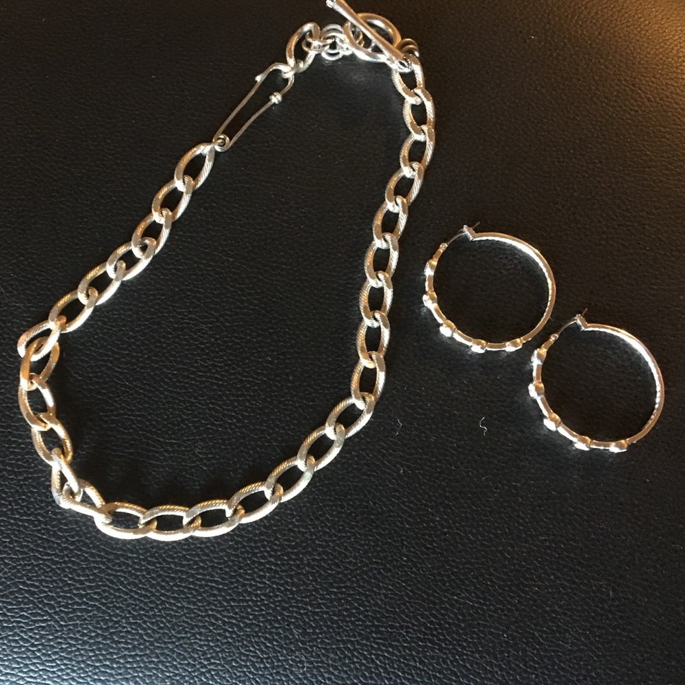Juicy Couture Hoop Earrings and JC Necklace