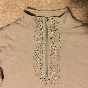 Heather Grey Pullover 1/4 Zip Top