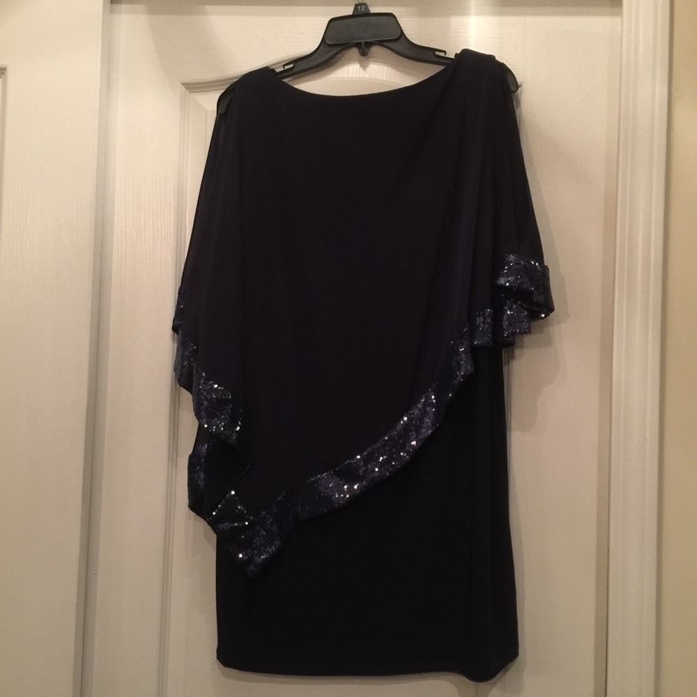 Xscape sequined chiffon overlay dress