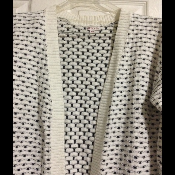 Merona Sweaters - White and black open cardigan Merona Sweaters - White and black open cardigan