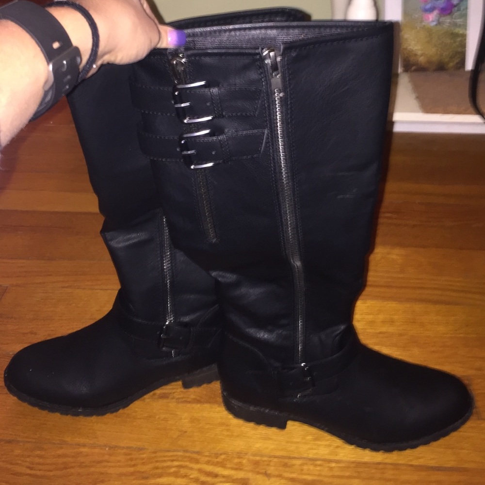 Black leather boots