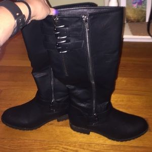 Black leather boots